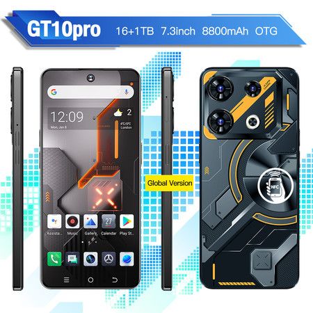 7.3inch 5G Phone  16G+1TB  Android13 AI GPT4.5  Dual Cards 72+108MP Camera 8800mAh Battery Cellphone Smart phone Color Black
