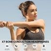 Swimming Headphones Waterproof Underwater Bone Conduction Headphones for Swimming Bluetooth Open Ear Bone Conducting with 32GB MP3 for Sport Running(Red)