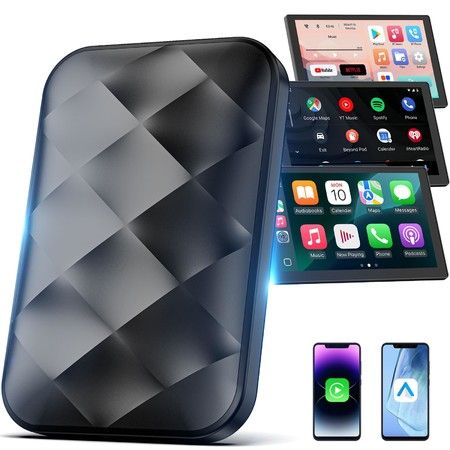 Magic Box Wireless CarPlay Adapter for iOS CarPlay Android Auto Wireless Adapter Converts OEM Wired to Wireless Supports Netflix/YouTube/TF Card