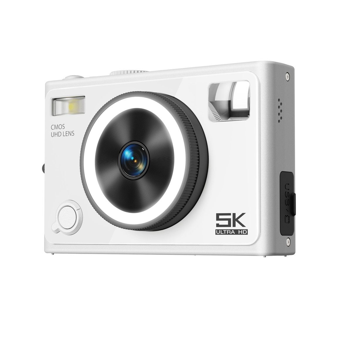 White 5K 64MP High Definition Student Campus Digital Camera Beauty Selfie Mirrorless CCD Travel WiFi