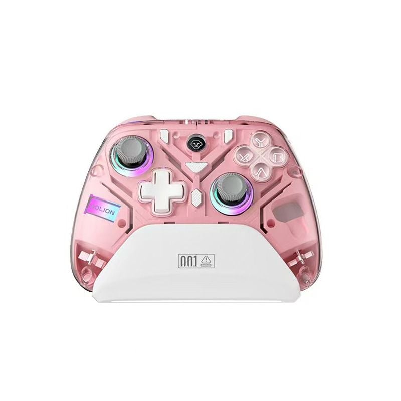 Transparent Pink Wireless Game Controller Hall Somatosensory Vibration ...