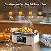 Cordless Electric Heated Lunch Box,Rechargeable Self Heating Battery Powered Food Warmer with 1L Container Fork Spoon and Insulated Carry Bag (White)