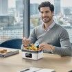 Cordless Electric Heated Lunch Box,Rechargeable Self Heating Battery Powered Food Warmer with 1L Container Fork Spoon and Insulated Carry Bag (White)