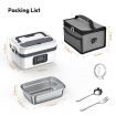 Cordless Electric Heated Lunch Box,Rechargeable Self Heating Battery Powered Food Warmer with 1L Container Fork Spoon and Insulated Carry Bag (White)