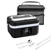 Electric Lunch Box,60W Cordless Portable 1L Food Warmer with Automatic Heating,Temperature Regulation,Type-C Charging for Car,Truck,Office