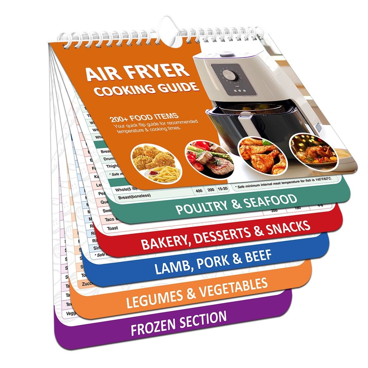 Over 200 Foods Air Fryer Cheat Sheet Magnets Cooking Guide Booklet,Air Fryer Cooking Guide,Air Fryer Magnetic Cheat Sheet Set,Air Fryer Accessories
