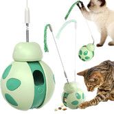 Cat Toys, Tumbler Rolling Cat Treat Dispenser with Teaser Wand, Cats Chase Toys for Nxiety Boredom Relie, Green