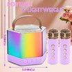 Mini Karaoke Machine for Kids, Portable Bluetooth Karaoke Speaker with 2 Wireless Microphones and Party Lights, Birthday Gifts for Girls Boys, Purple