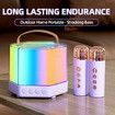 Mini Karaoke Machine for Kids, Portable Bluetooth Karaoke Speaker with 2 Wireless Microphones and Party Lights, Birthday Gifts for Girls Boys, Purple