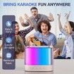 Mini Karaoke Machine for Kids, Portable Bluetooth Karaoke Speaker with 2 Wireless Mics and LED Color Lights, Home KTV, Birthday for Girls and Boys, Beige
