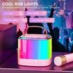 Mini Karaoke Machine for Kids, Portable Bluetooth Karaoke Speaker with 2 Wireless Mics and LED Color Lights, Home KTV, Birthday for Girls and Boys, Pink