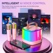 Mini Karaoke Machine for Kids, Portable Bluetooth Karaoke Speaker with 2 Wireless Mics and LED Color Lights, Home KTV, Birthday for Girls and Boys, Pink