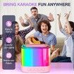 Mini Karaoke Machine for Kids, Portable Bluetooth Karaoke Speaker with 2 Wireless Mics and LED Color Lights, Home KTV, Birthday for Girls and Boys, Pink