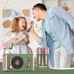 Mini Karaoke Machine Portable Bluetooth Speaker with 2 Wireless Microphones and Charging Pod, Stereo Sound Enhanced Bass Gifts for Girls,Green