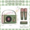 Mini Karaoke Machine Portable Bluetooth Speaker with 2 Wireless Microphones and Charging Pod, Stereo Sound Enhanced Bass Gifts for Girls,Green