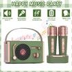Mini Karaoke Machine Portable Bluetooth Speaker with 2 Wireless Microphones and Charging Pod, Stereo Sound Enhanced Bass Gifts for Girls,Green