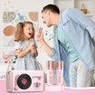 Mini Karaoke Machine Portable Bluetooth Speaker with 2 Wireless Microphones and Charging Pod, Stereo Sound Enhanced Bass Gifts for Girls,Pink
