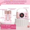 Mini Karaoke Machine Portable Bluetooth Speaker with 2 Wireless Microphones and Charging Pod, Stereo Sound Enhanced Bass Gifts for Girls,Pink
