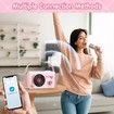 Mini Karaoke Machine Portable Bluetooth Speaker with 2 Wireless Microphones and Charging Pod, Stereo Sound Enhanced Bass Gifts for Girls,Pink