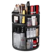 Make Up Organiser Storage Box,360 Degree Rotation Dressing Table Skincare Storage Cosmetic Box For Dresser,Bathroom,Bedroom Color Black