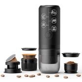 3 in 1 Portable Espresso Machine Electric Espresso Maker 17 Bar Mini Coffee Maker For NESPRESSO Pods Ground Coffee On the Go,Black