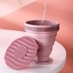 Foldable Silicone Cups,Travel Coffee Cups With Plastic Lids,Reusable Cup Set Suitable For Camping And Hiking Color Grey