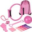 13 Pcs Pilates Rings Set For Home Gym Workouts Including Pilates Ball,Yoga Ring And Resistance Bands For Women Color Pink