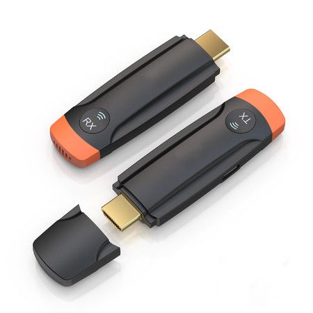 Wireless HDMI Transmitter Receiver Plug and Play with 5G,HD Extender Kit Support USB C Streaming Video Audio to Monitor from Laptop Camera STB,Orange