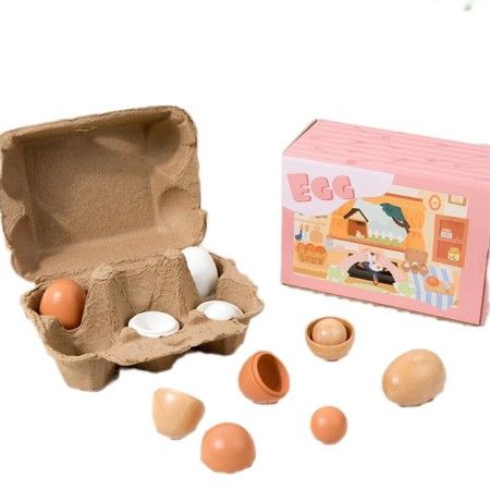 6 Pcs Easter Wooden Eggs for Crafts Colorful Fake Eggs Decorative Craft for Spring DIY Decorating Toy Displays