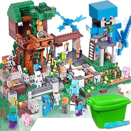 My World Building Blocks Case Creative Design Compatible Lego Small Particle War Horse Cave House Childrens Assembled Toy Kids Moleka Village