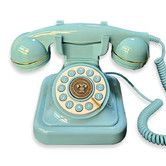 Vintage Landline Phone, Classic Exterior Design, Retro Desk Corded Dial Telephone with Redial Function, Clear Sound for Home School Office, Blue