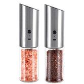 Gravity Electric Salt and Pepper Grinder Set, 2Pcs USB Rechargeable Stainless Steel Mills with Large Capacity Tall Glass