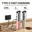 Gravity Electric Salt and Pepper Grinder Set, 2Pcs USB Rechargeable Stainless Steel Mills with Large Capacity Tall Glass