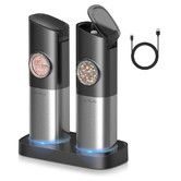 Gravity Electric Salt and Pepper Grinder Set, USB Rechargeable With Dual Charging Base, Adjustable Fineness, One Handed Operation