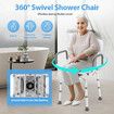 Swivel Shower Chair Medical Bath Seat Stool Adjustable Bathroom Tub Transfer Bench 360° Rotating Bedside Mobility Aid Back Arm Raised Seating Elderly