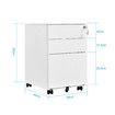 Steel File Cabinet 3 Drawers Metal Office Under Desk Document Storage Furniture White Vertical Locking Mobile Filing Organiser Unit On 5 Wheels