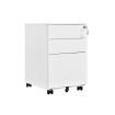 Steel File Cabinet 3 Drawers Metal Office Under Desk Document Storage Furniture White Vertical Locking Mobile Filing Organiser Unit On 5 Wheels