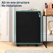 3 Drawer Steel File Cabinet Black Metal Office Under Desk Storage Furniture Vertical Document Filing Locking Organiser Rolling Unit On 5 Wheels