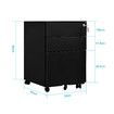 3 Drawer Steel File Cabinet Black Metal Office Under Desk Storage Furniture Vertical Document Filing Locking Organiser Rolling Unit On 5 Wheels