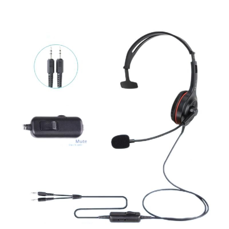 Single Ear for PC Noise Cancelling Headset Call Center Dual Audio Plugs Office Use Volume Control Headset Noise Cancelling Earphone Customer Service