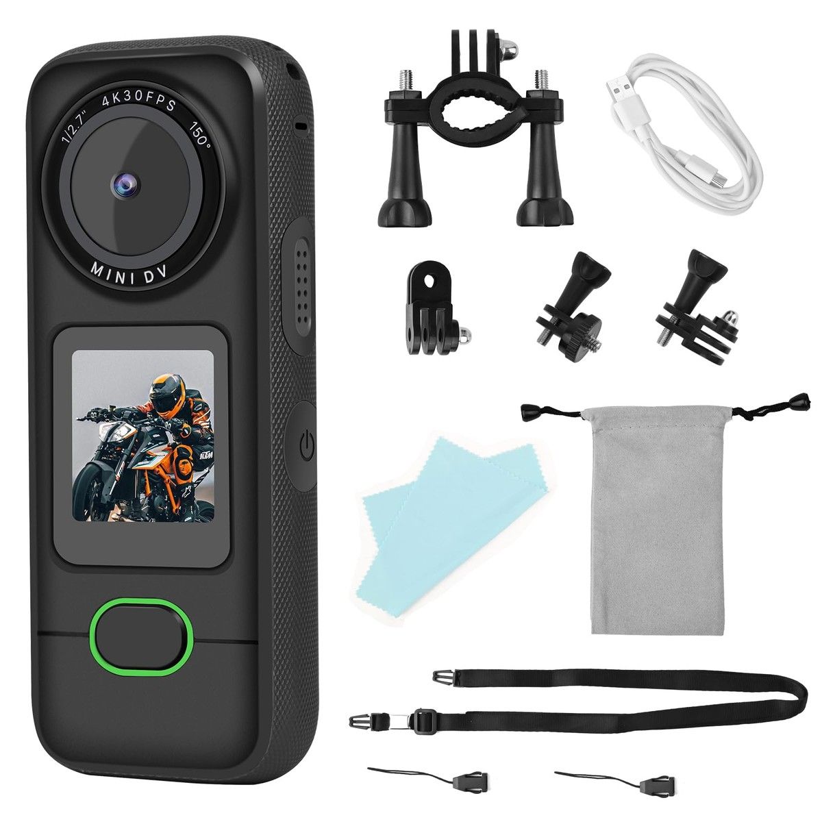 Action Camera WiFi Waterproof with 1.27 Inch Sensor 4K Video Streaming 20MP Photos Video 1.4 Inch IPS Touchscreen Dual Microphones Webcam Body Cam
