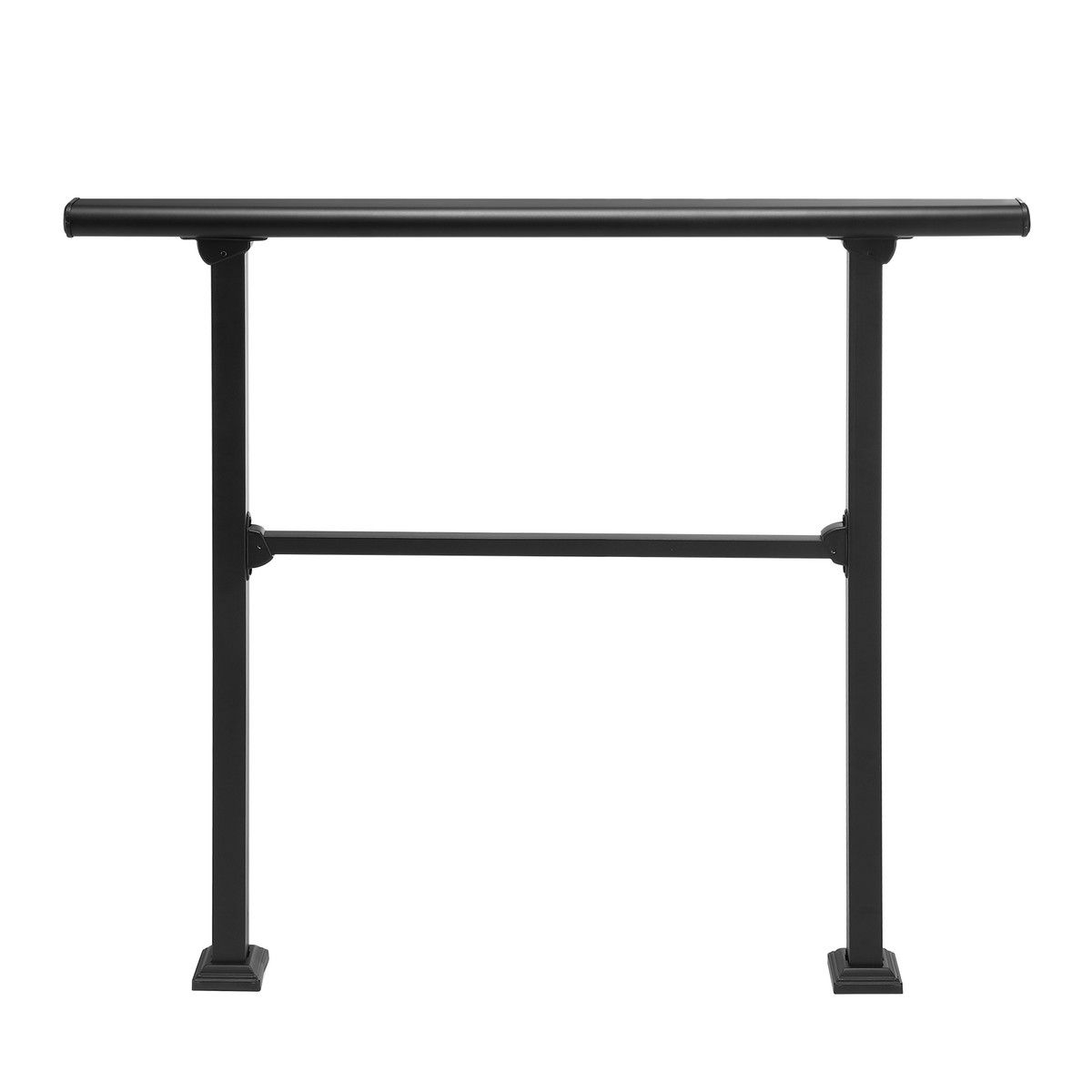 Stair Handrail Railing 4 to 5 Steps Metal Adjustable Black Safety Guard Kit for Outdoor Staircases Porches Decks