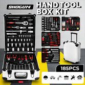 185Pcs Tool Box Trolley Set Hand Toolkit DIY Home Car Repair Rolling Auto Mechanics Household Storage Portable Aluminium Carry Case with Pliers Locks