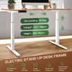 Stand Up Desk Frame Electric Sit and Standup Table Legs Base Adjustable Heavy Duty Standing Rising Underframe Dual Motor Carbon Steel White