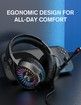 Gaming Headset with Microphone Compatible with PS4 PS5 Xbox One PC Laptop Over-Ear Headphones with LED RGB Light, Noise Canceling Mic Stereo Surround Sound