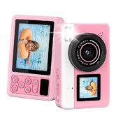 Digital Camera Waterproof, 10FT Underwater Camera with Dual Screens, 18X Digital Zoom, Selfie Cameras for Teens Beginners, Pink