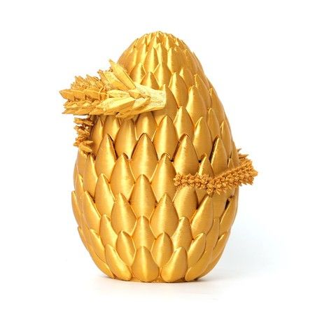 3D Printed Easter Dragon Egg Gold Surprise Basket Essentials with 12In Flexible Crystal Dragon Inside,Easter Basket Stuffers,3D Printed Gift Toy