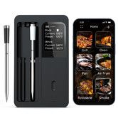 Wireless Digital Meat Thermometer with 2 Upgraded Waterproof Probes,Bluetooth BBQ Thermometer with LCD Display for Grill Oven Smoker