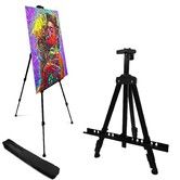 Art Painting Artist Easel Stand,Metal Tripod Adjustable Art Easel for Painting Canvases Height from 40 to 168 cm,Black 1Pack