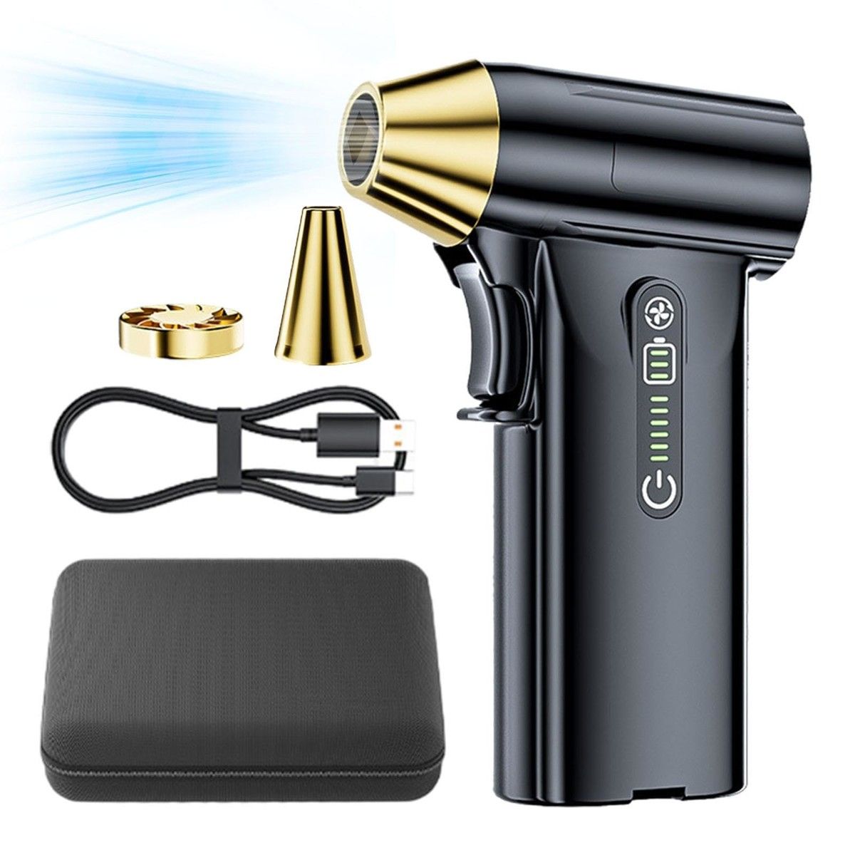 Compressed Air Duster Cordless,Powerful 130000RPM,Portable Rechargeable Air Blower,3-Gear Electric Compressed Air For Office Car Home Color Black